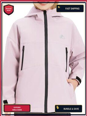 Kids Waterproof Rain Jacket Lightweight Hooded Outerwear Boys Girls 5-15
